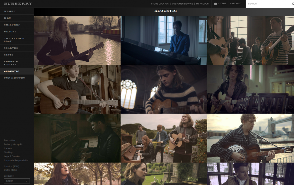 Marketing Strategies for eCommerce Websites - Burberry Acoustic Series