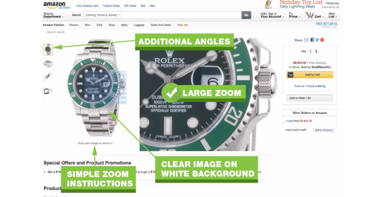 Amazon screenshot of awesome product photos - design tricks