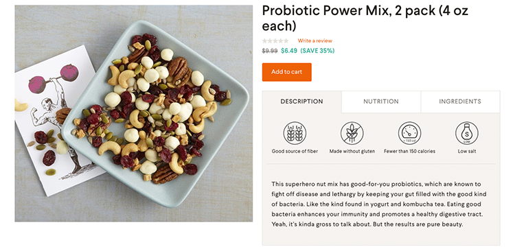 Naturebox, Probiotic Power Mix - great examples of product photography
