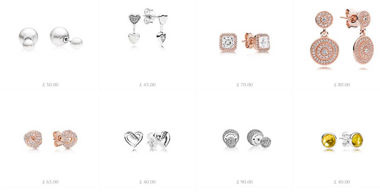 Pandora earrings - white backgrounds in product photography