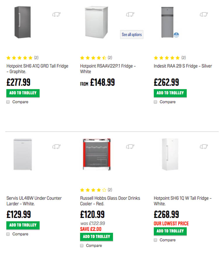 Argos fridge - don't need photographing products in context