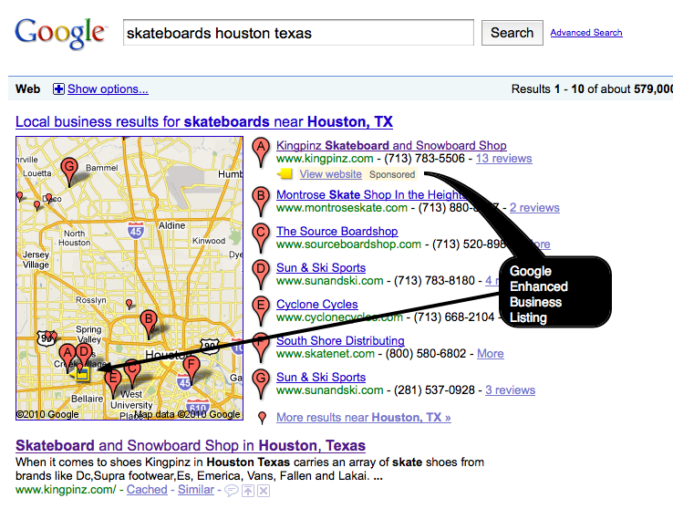 How businesses show up in Google's business listing