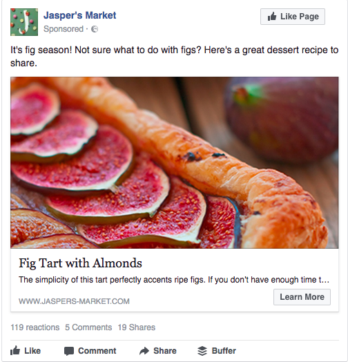 Static Facebook Ad for Jasper's Market - Facebook Retargeting