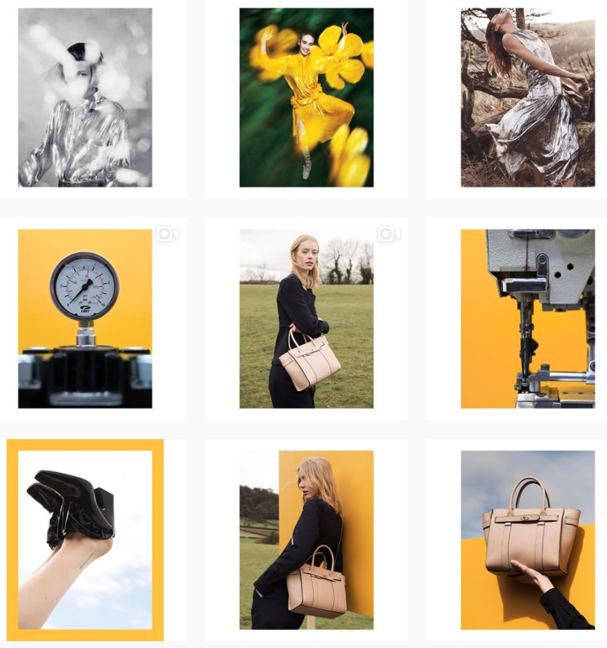Mulberry's mini series of images - how to sell on social media