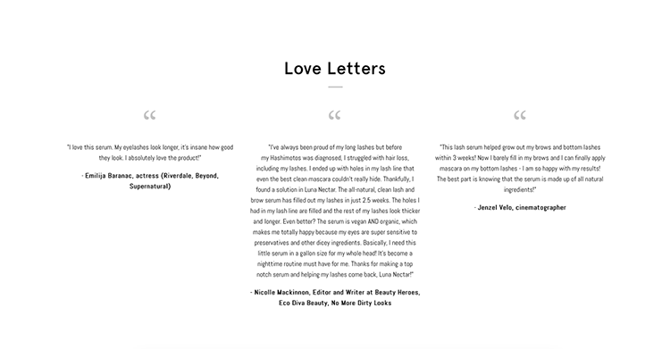 Luna Nectar User Generated Love Letters