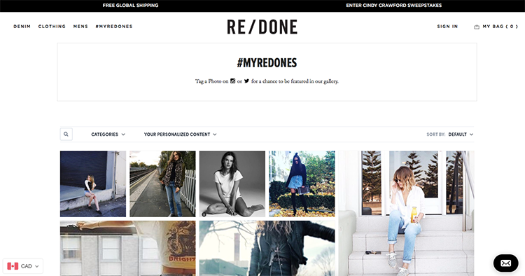 ReDone #MyRedones User-generated content Shoppable Gallery