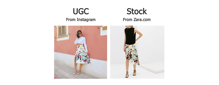 User-generated content comparison between USG product photos and stock photos