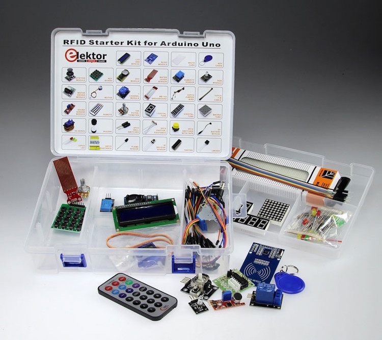 Display of an Arduino starter kit with all its accessories - to drop ship on BFCM