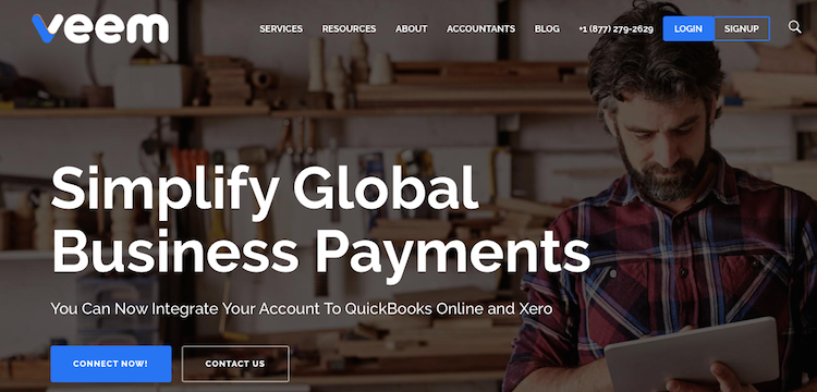 Screenshot of the SaaS program Veem that manages global business payments