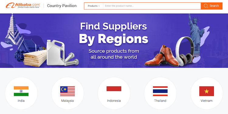 Screenshot of Alibaba, a foreign drop shipping supplier