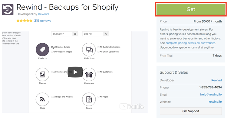 Get rewind backups for your shopify store security
