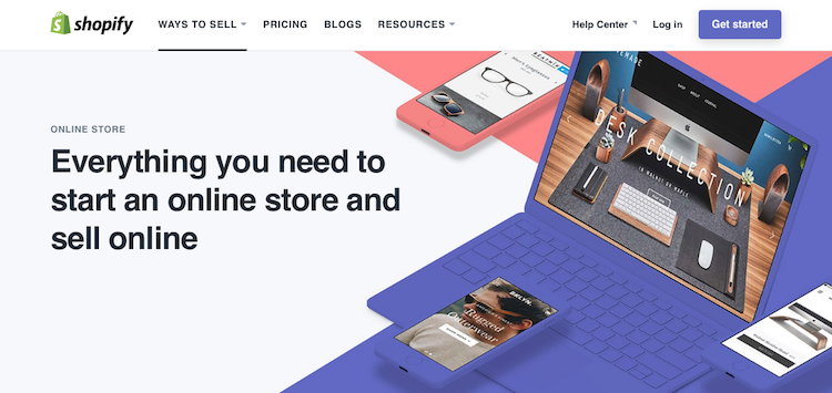 Screenshot of Shopify, where you can start a successful drop shipping store