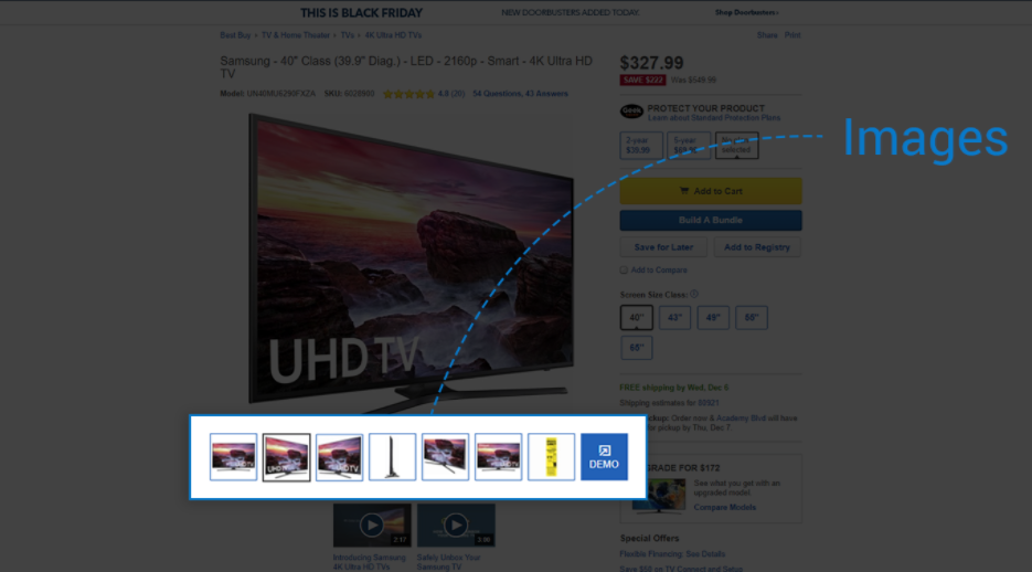 Product images are a key ecommerce page element