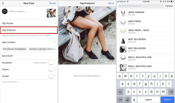 Instagram shoppable tags steps
