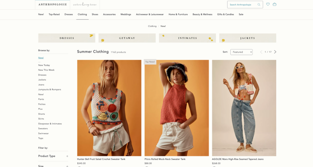 Anthropologie's product photos